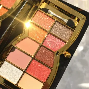 Gold Eye Shadow Eyeshadow Palette Shimmer - 10 Colors Sparkly Eyeshadow Glitter Highly Pigmented Long Lasting Waterproof Sweatproof Professional Nudes Warm Natural Neutral Smoky Cosmetic (#09)