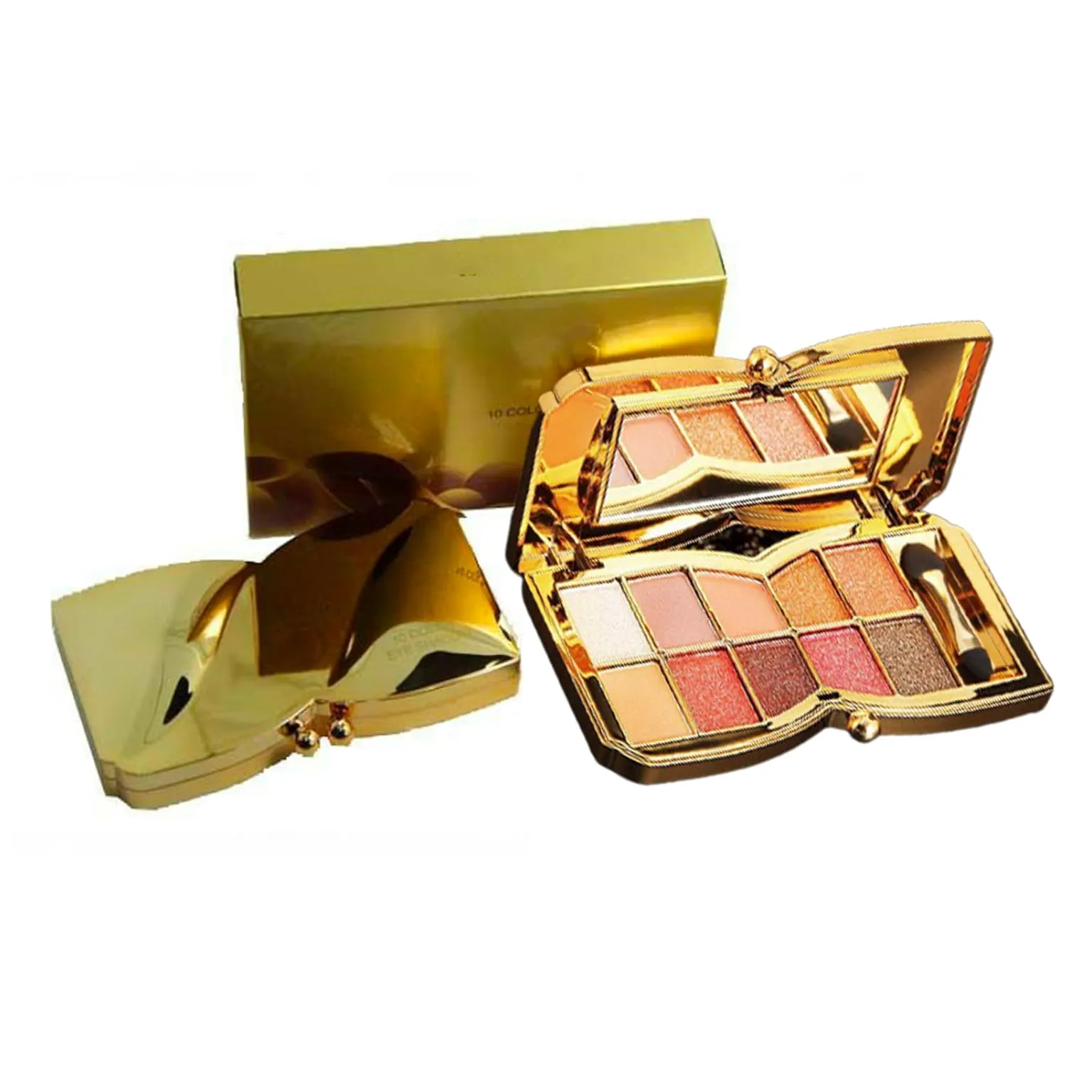Gold Eye Shadow Eyeshadow Palette Shimmer - 10 Colors Sparkly Eyeshadow Glitter Highly Pigmented Long Lasting Waterproof Sweatproof Professional Nudes Warm Natural Neutral Smoky Cosmetic (#09)