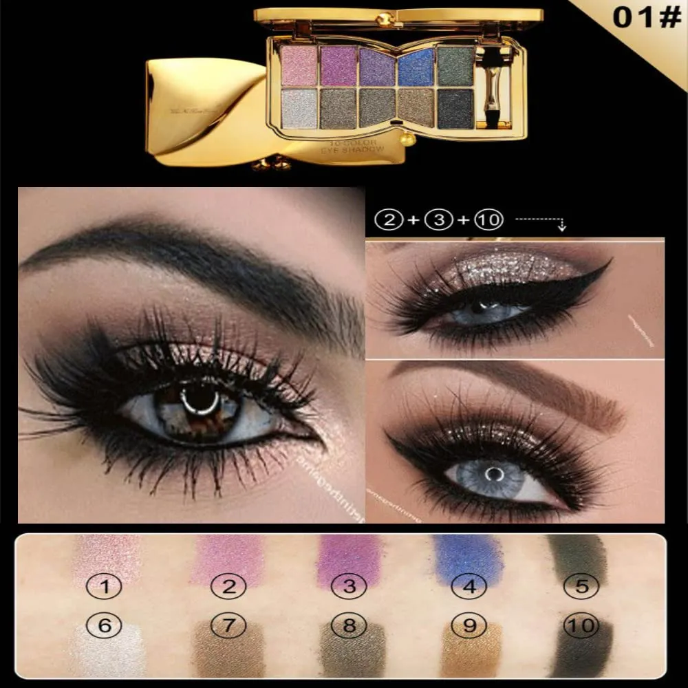 Gold Eye Shadow Eyeshadow Palette Shimmer - 10 Colors Sparkly Eyeshadow Glitter Highly Pigmented Long Lasting Waterproof Sweatproof Professional Nudes Warm Natural Neutral Smoky Cosmetic Eye (# 01)