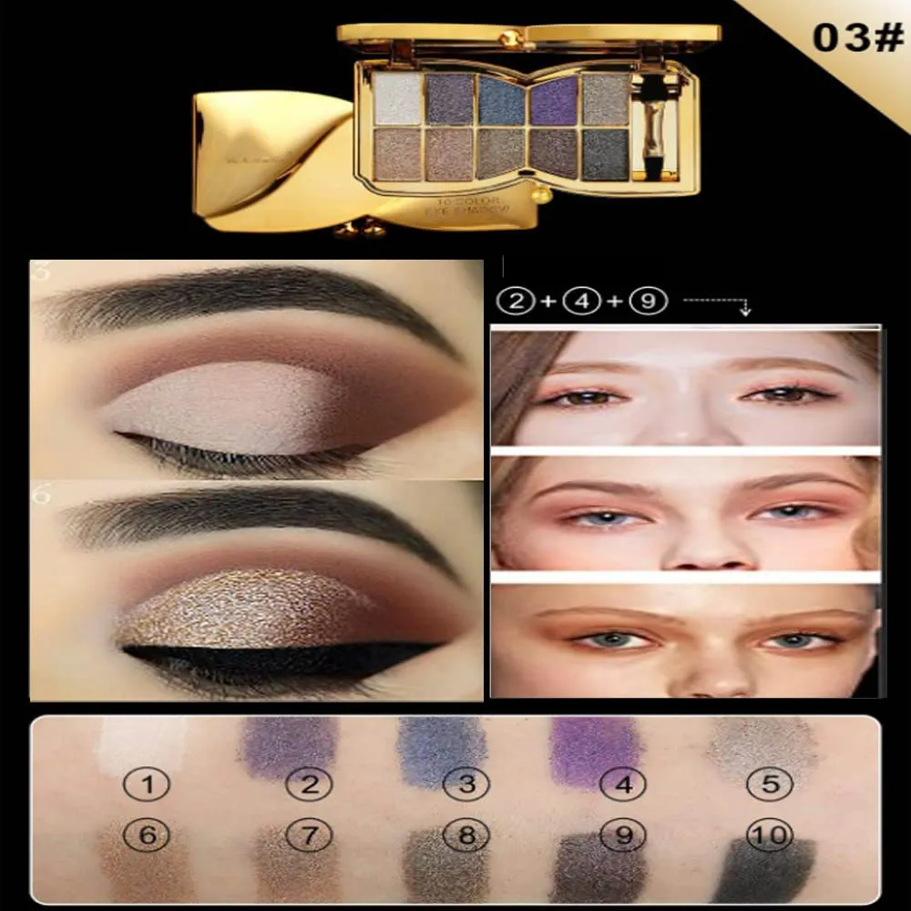 Gold Eye Shadow Eyeshadow Palette Shimmer - 10 Colors Sparkly Eyeshadow Glitter Highly Pigmented Long Lasting Waterproof Sweatproof Professional Nudes Warm Natural Neutral Smoky Cosmetic Eye (#03)
