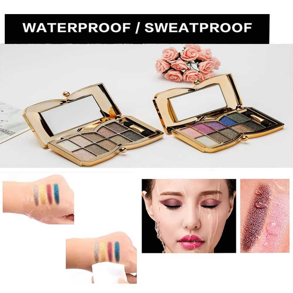 Gold Eye Shadow Eyeshadow Palette Shimmer - 10 Colors Sparkly Eyeshadow Glitter Highly Pigmented Long Lasting Waterproof Sweatproof Professional Nudes Warm Natural Neutral Smoky Cosmetic Eye (#04)