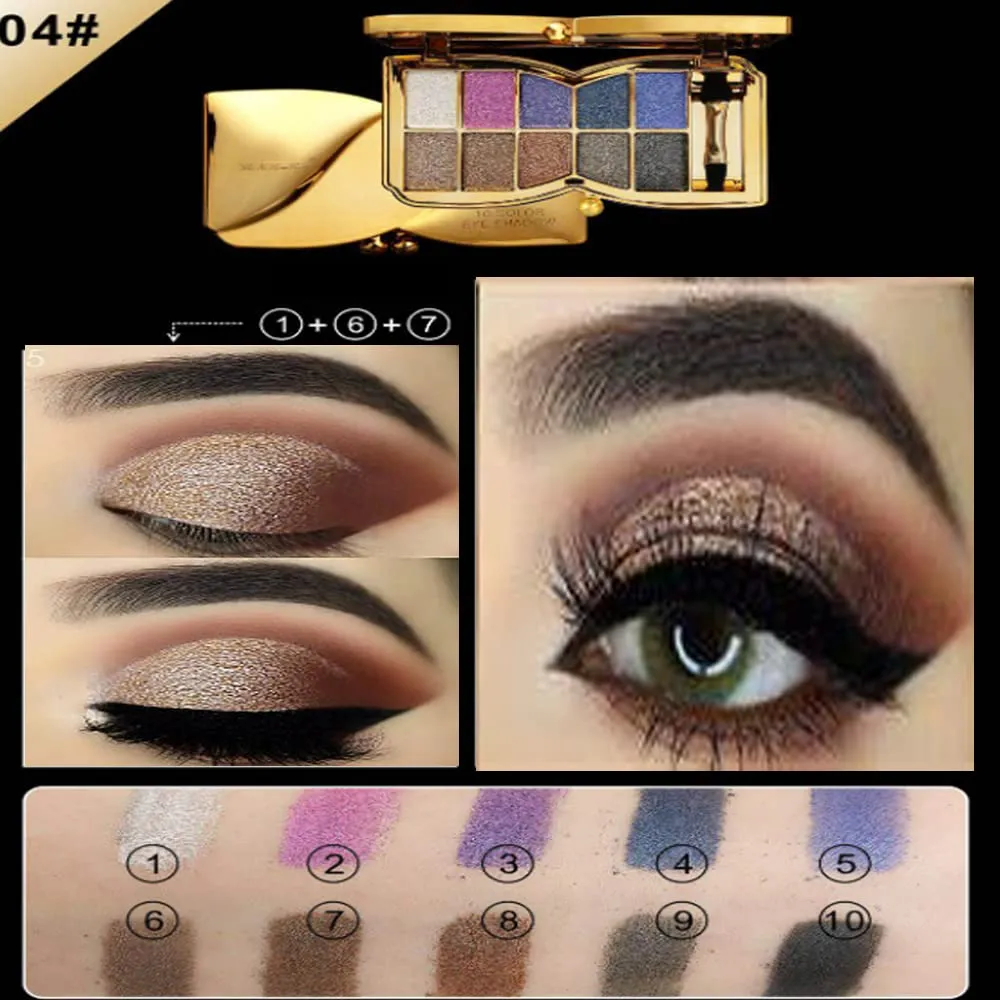 Gold Eye Shadow Eyeshadow Palette Shimmer - 10 Colors Sparkly Eyeshadow Glitter Highly Pigmented Long Lasting Waterproof Sweatproof Professional Nudes Warm Natural Neutral Smoky Cosmetic Eye (#04)
