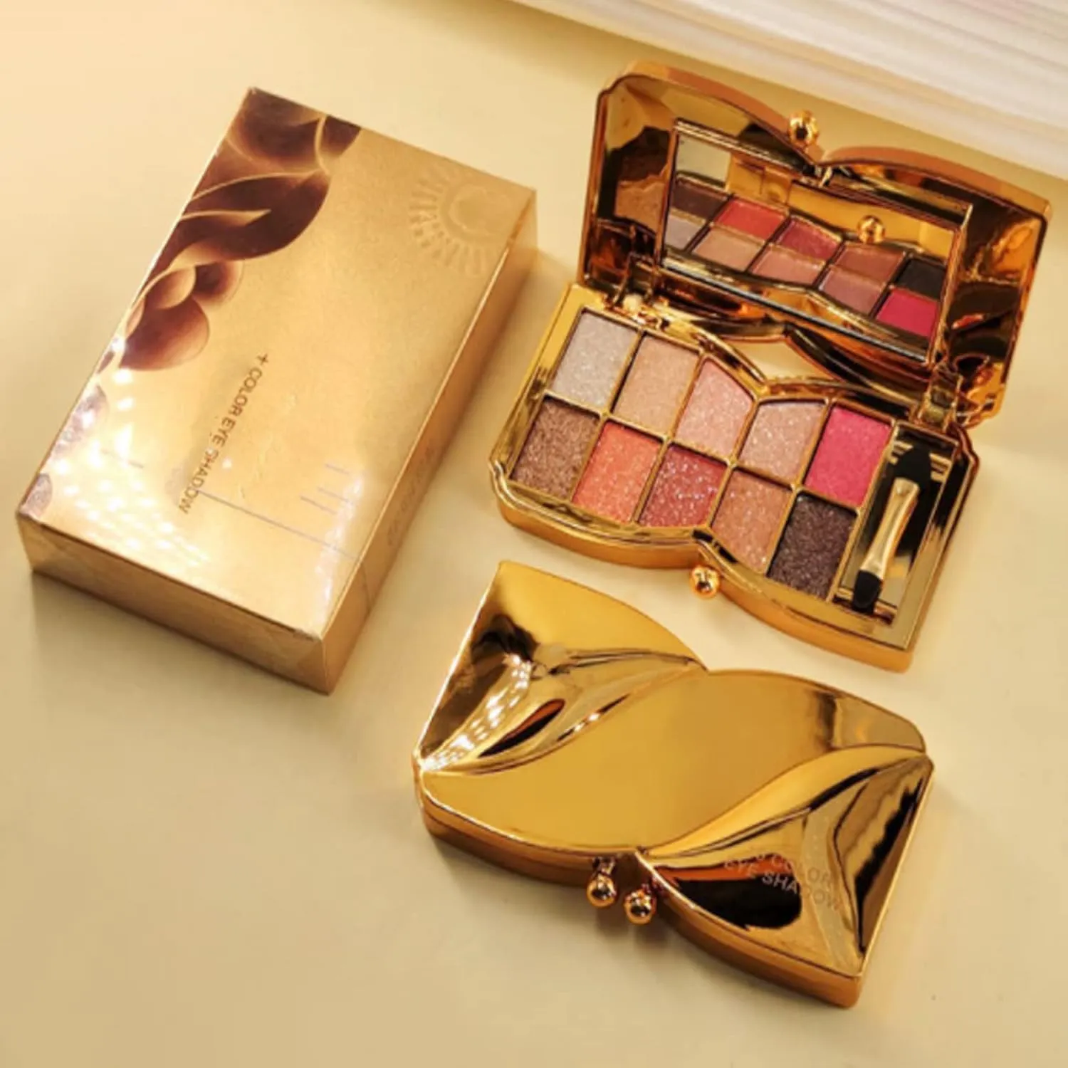 Gold Eye Shadow Eyeshadow Palette Shimmer - 10 Colors Sparkly Eyeshadow Glitter Highly Pigmented Long Lasting Waterproof Sweatproof Professional Nudes Warm Natural Neutral Smoky Cosmetic Eye (#08)