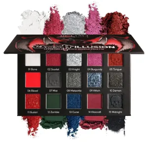 Goth Red Eyeshadow Palette - Black Smokey Eye Makeup with Black Gradient Dark Rose, Burgundy, True Red Waterproof, Long-Lasting Matte/Glitter/Metallic Finish | for Halloween Vampire Clown Parties
