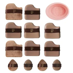 Guo Xiao Niu Makeup Puff, Guoxiaoniu Makeup Puff, Mini Powder Puff Collection, Reusable Beauty Sponges for Foundation, Blush & Loose Powder, without Absorb Powder (2Set Chocolate)