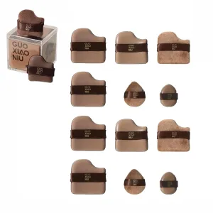 Guoxiaoniu Makeup Puff, Chocolate Biscuit Powder Puff 1 Box of 6 PCs, Guo Xiao Niu Cushion Puff, Quick Makeup Foundation Puff Set, Foundation Sponge Puff Cushion (2 set)