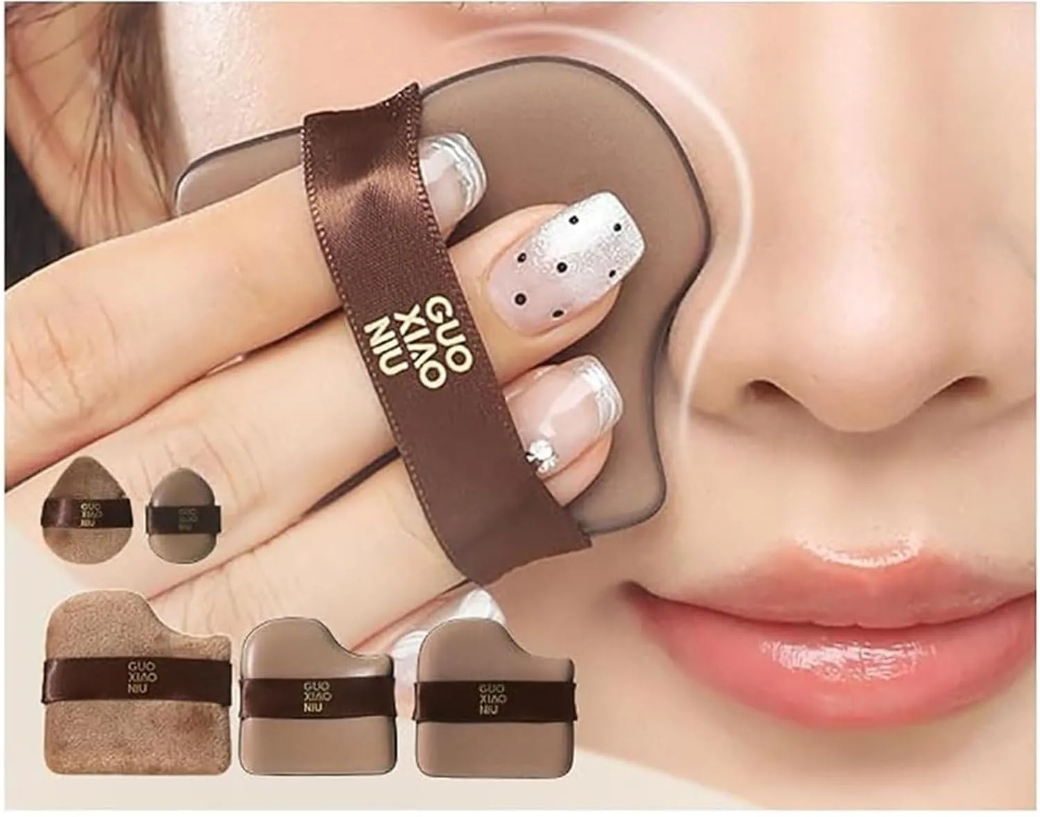 Guoxiaoniu Makeup Puff, Chocolate Biscuit Powder Puff 1 Box of 6 PCs, Guo Xiao Niu Cushion Puff, Quick Makeup Foundation Puff Set, Foundation Sponge Puff Cushion (2 set)