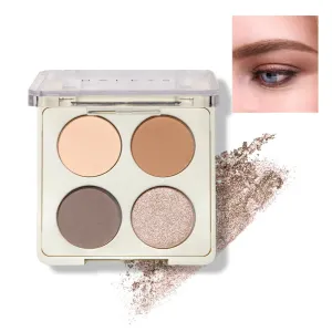 HALEYS Eyeshadow Quad Palette - Re-play Long-Wearing, Talc-Free, Easy-To-Use Buttery velvety Shades, “The Everything” Eye Makeup Palette, Matte and Glitter powders, Smooth Blending, Pigmented, Vegan