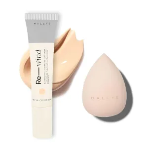 HALEYS Full-Coverage Concealer Set (Fair/Light-Neutral): Re-wind Blurring Full Coverage Concealer, Brighten, Reduce dark circles and fine lines, Longwear, Lightweight, Re-mix Makeup Sponge, Smooths