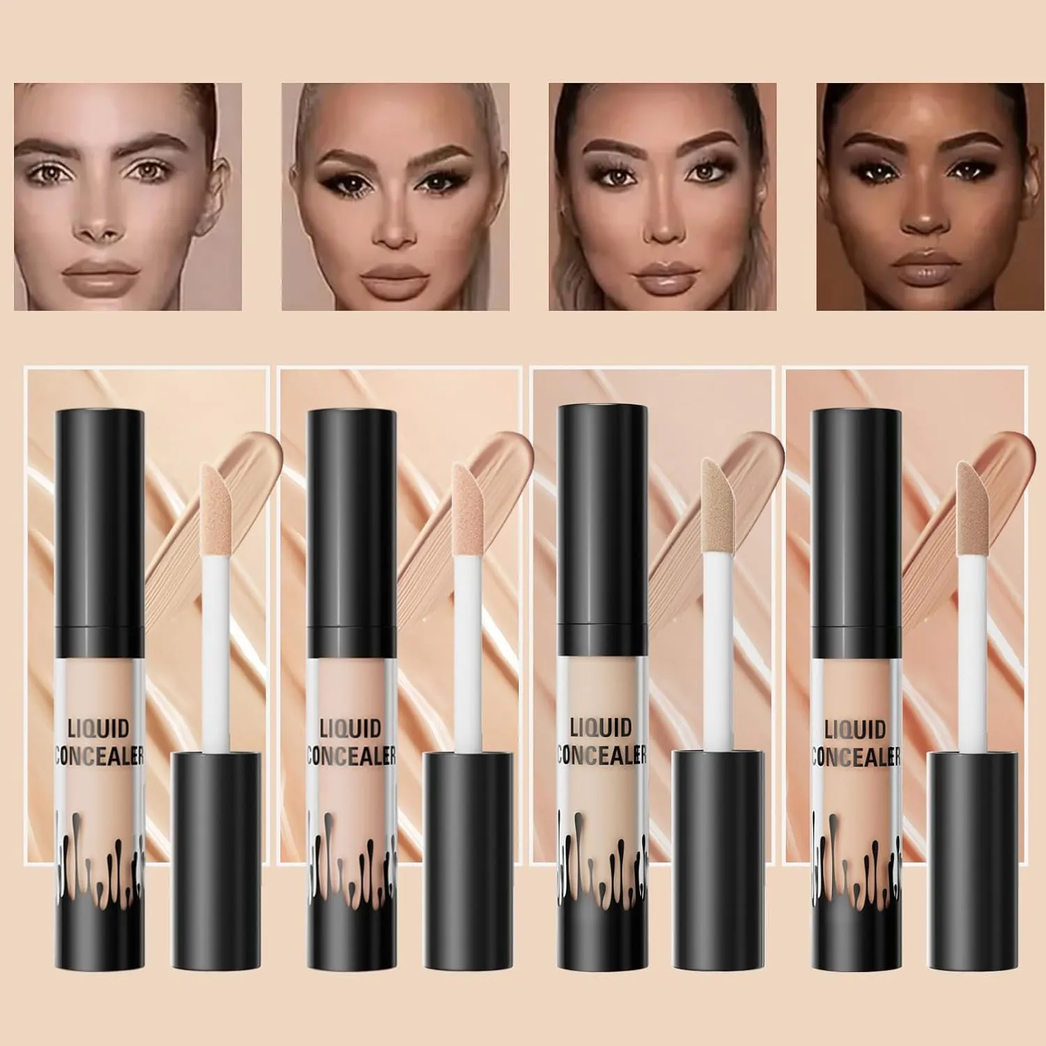 Hellokiss Concealer Stick, 4 Colors, Covers Dark Circles, Acne Marks, Spots, Natural Makeup, Waterproof, Sweat Resistant, Durable (03, 4-color concealer)