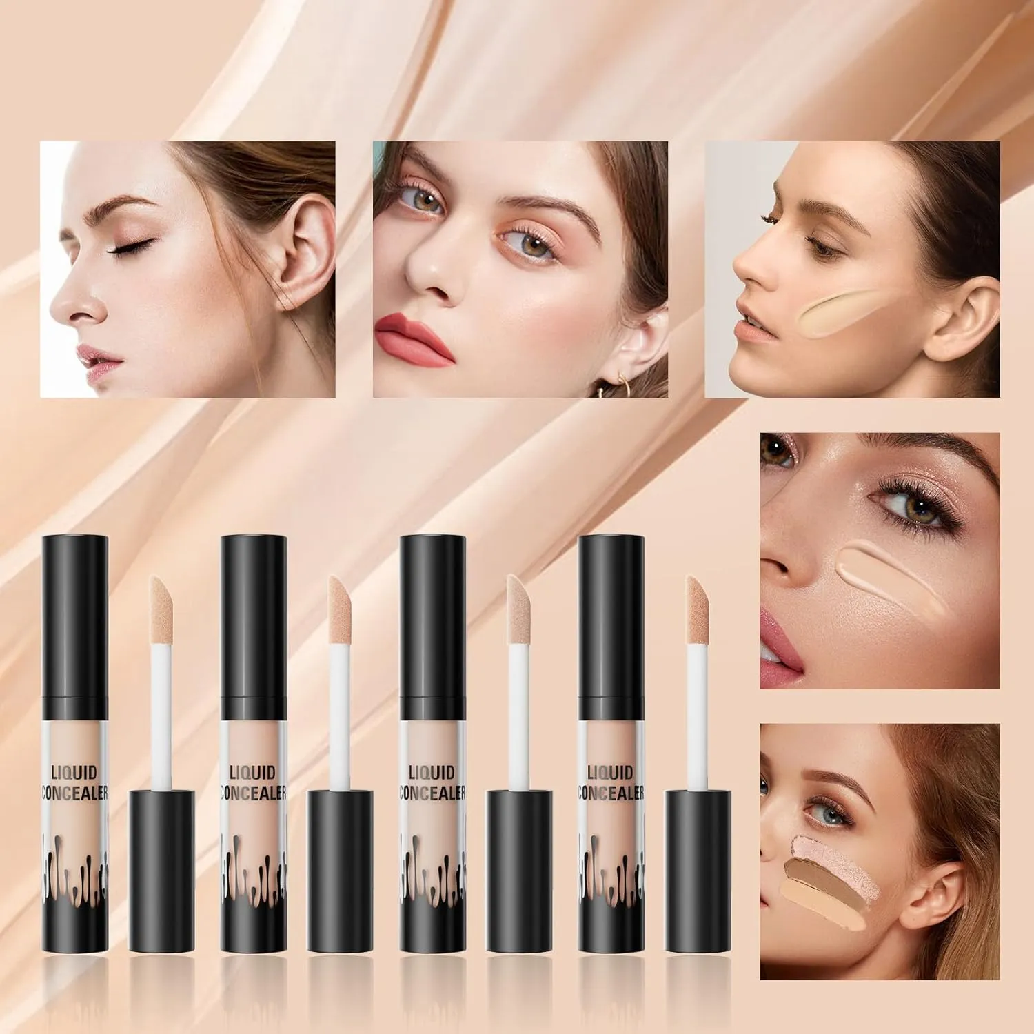 Hellokiss Concealer Stick, 4 Colors, Covers Dark Circles, Acne Marks, Spots, Natural Makeup, Waterproof, Sweat Resistant, Durable (03, 4-color concealer)