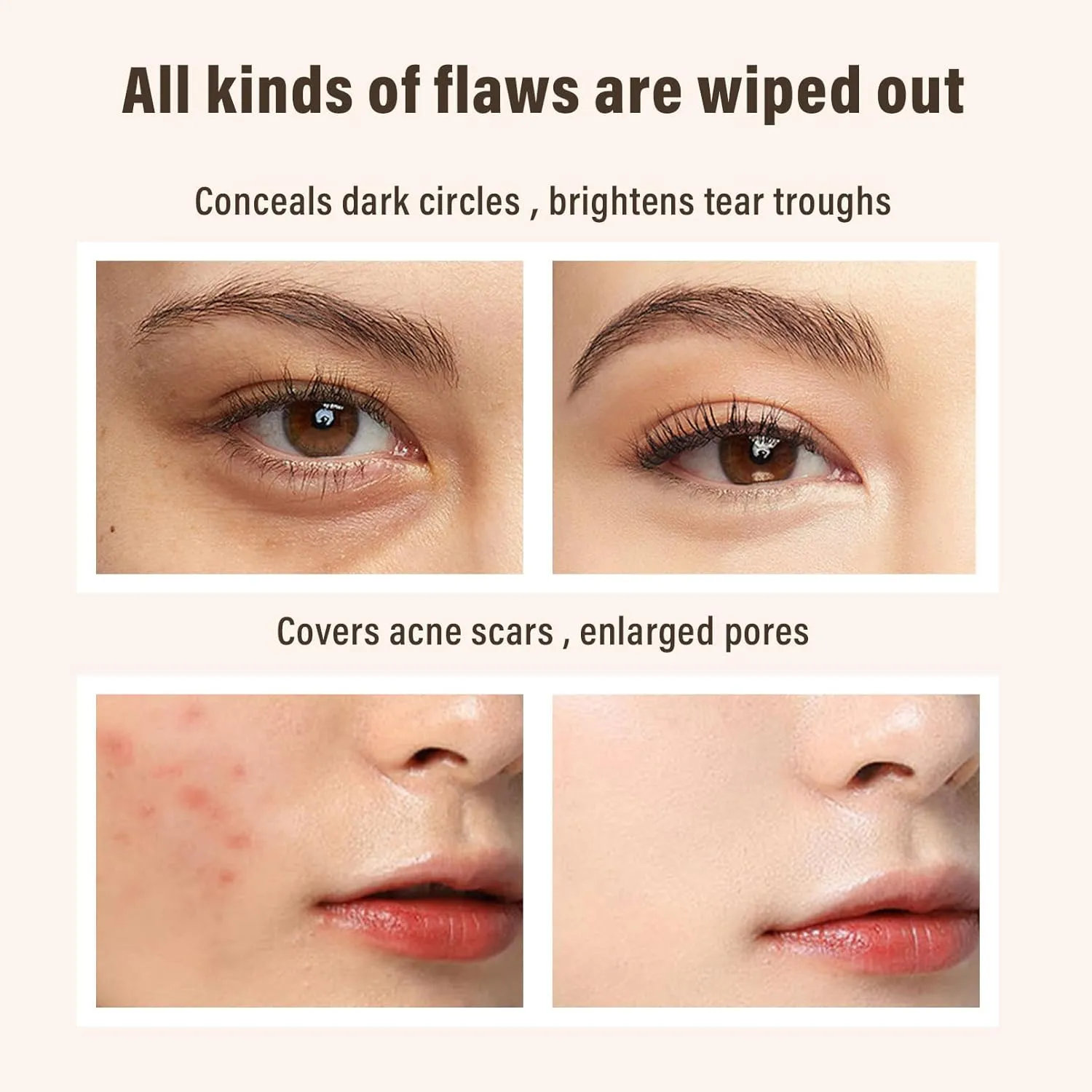 Hellokiss Concealer Stick, 4 Colors, Covers Dark Circles, Acne Marks, Spots, Natural Makeup, Waterproof, Sweat Resistant, Durable (03, 4-color concealer)
