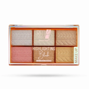 Highlighting Blush | Highlighter and Eyeshadow Palette | 6 Shimmery Shades | Highly Pigmented and Blandable | Waterproof Highlighter Palette (01, 12GM)