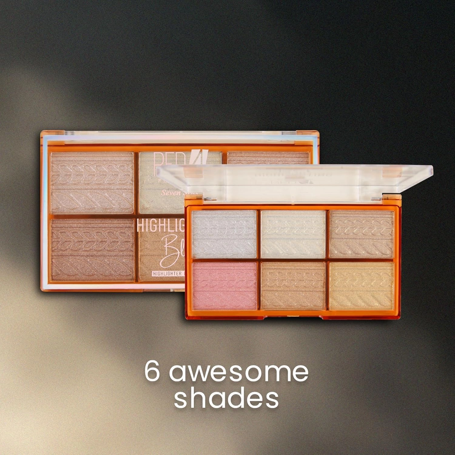 Highlighting Blush | Highlighter and Eyeshadow Palette | 6 Shimmery Shades | Highly Pigmented and Blandable | Waterproof Highlighter Palette (02, 48g)