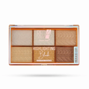 Highlighting Blush | Highlighter and Eyeshadow Palette | 6 Shimmery Shades | Highly Pigmented and Blandable | Waterproof Highlighter Palette (02, 48g)