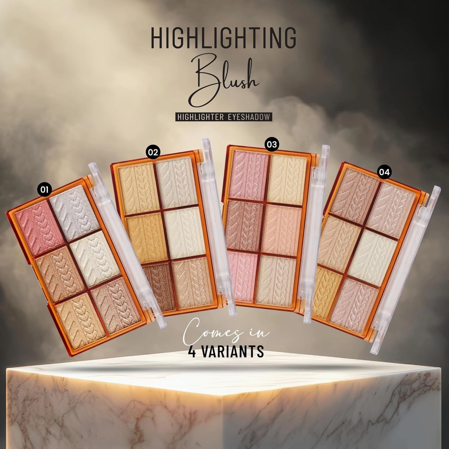 Highlighting Blush | Highlighter and Eyeshadow Palette | 6 Shimmery Shades | Highly Pigmented and Blandable | Waterproof Highlighter Palette (03, 48GM)