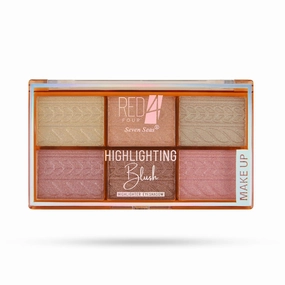 Highlighting Blush | Highlighter and Eyeshadow Palette | 6 Shimmery Shades | Highly Pigmented and Blandable | Waterproof Highlighter Palette (03, 48GM)