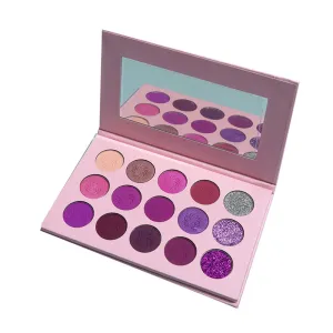 Highly Pigmented Eye Makeup Palette , 15 Colors Matte Shimmer Metallic Eyeshadow Pallet Long Lasting Blendable Natural Colors Waterproof Make Up Eye Shadows Cosmetics Gift Kit-Great for Travel (PINK)