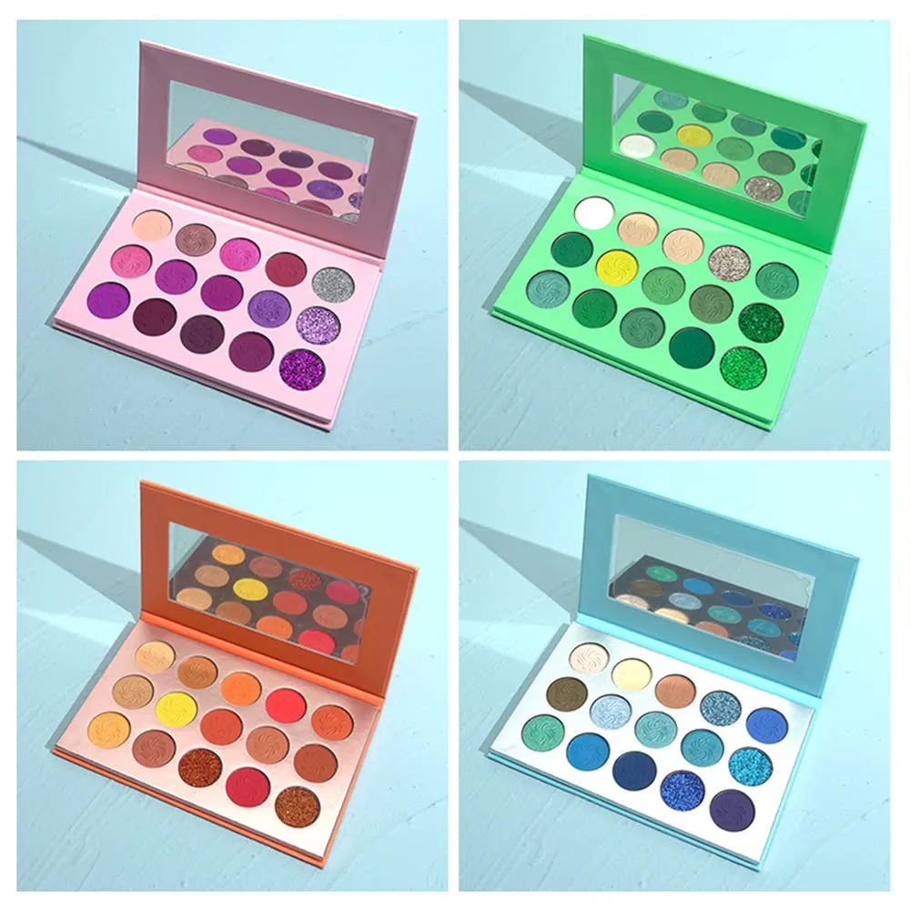 Highly Pigmented Eye Makeup Palette , 15 Colors Matte Shimmer Metallic Eyeshadow Pallet Long Lasting Blendable Natural Colors Waterproof Make Up Eye Shadows Cosmetics Gift Kit-Great for Travel (PINK)