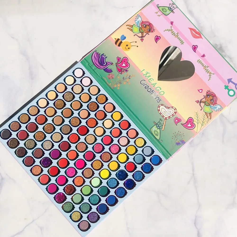 Highly Pigmented Eye Makeup Palette , 99 Colors Matte Shimmer Metallic Eyeshadow Pallet Long Lasting Blendable Natural Colors Waterproof Make Up Eye Shadows Cosmetics Gift Kit-Great for Travel (Angel)