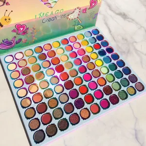 Highly Pigmented Eye Makeup Palette , 99 Colors Matte Shimmer Metallic Eyeshadow Pallet Long Lasting Blendable Natural Colors Waterproof Make Up Eye Shadows Cosmetics Gift Kit-Great for Travel (Angel)