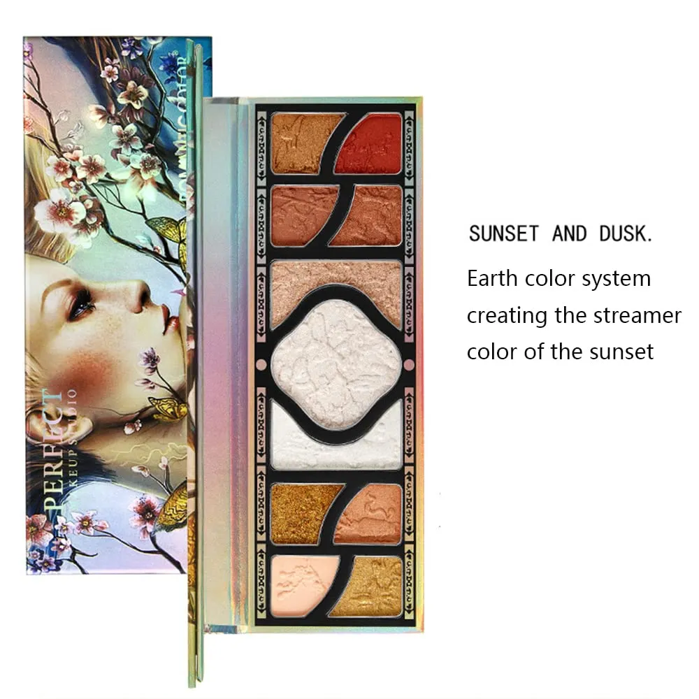 Highly Pigmented Eyeshadow Palette , 11 Colors Matte Shimmer Glitter Metallic Eyeshadow Palette Blendable Waterproof Long Lasting Natural Colors Make Up Eye Shadows Cosmetics Gift Kit-Great for Travel (Plum Blossom)