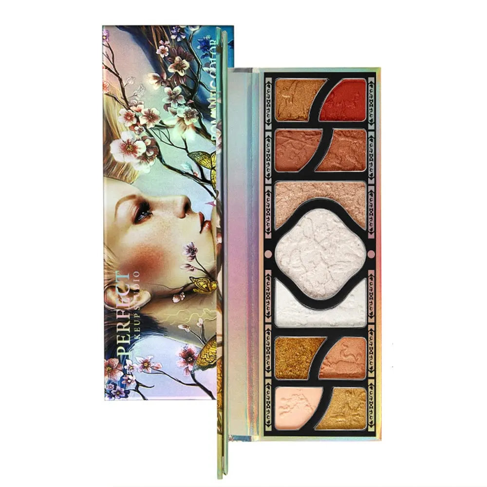 Highly Pigmented Eyeshadow Palette , 11 Colors Matte Shimmer Glitter Metallic Eyeshadow Palette Blendable Waterproof Long Lasting Natural Colors Make Up Eye Shadows Cosmetics Gift Kit-Great for Travel (Plum Blossom)