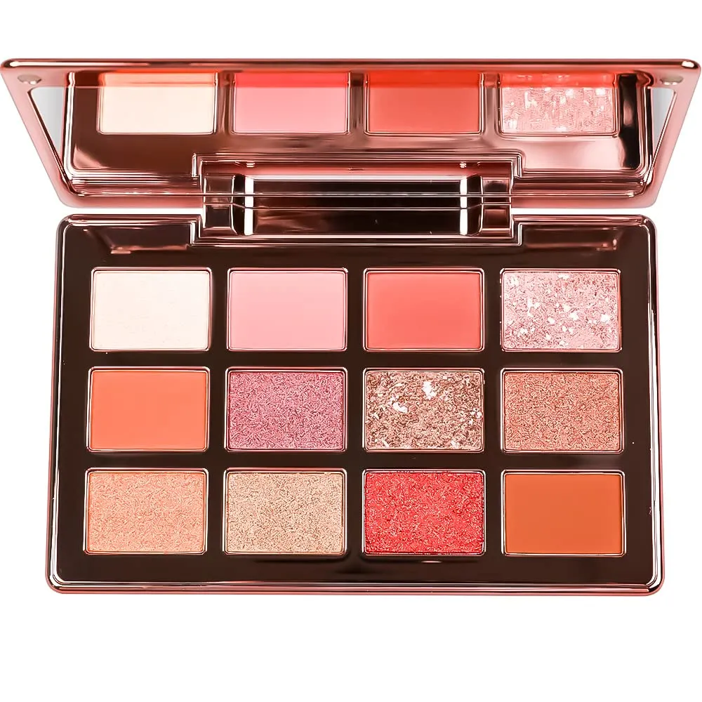 Highly Pigmented Eyeshadow Palette , 12 Colors Matte Shimmer Glitter Metallic Eyeshadow Palette Water proof Blendable Long Lasting Natural Colors Make Up Eyeshadow Cosmetics Gift Kit-Great for Travel (#02)