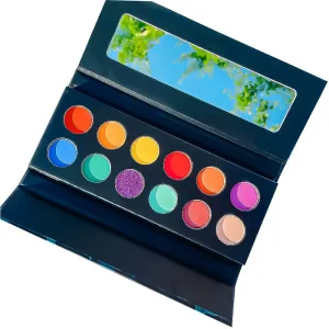 Highly Pigmented Eyeshadow Palette , 12 Colors Matte Shimmer Glitter Metallic Eyeshadow Palette Water proof Blendable Long Lasting Natural Colors Make Up Eyeshadow Cosmetics Gift Kit-Great for Travel (Flamingo)