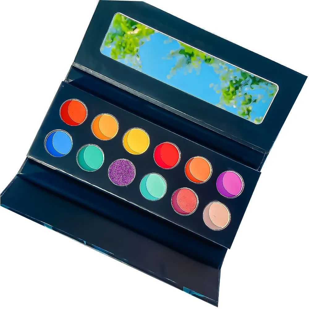 Highly Pigmented Eyeshadow Palette , 12 Colors Matte Shimmer Glitter Metallic Eyeshadow Palette Water proof Blendable Long Lasting Natural Colors Make Up Eyeshadow Cosmetics Gift Kit-Great for Travel (Flamingo)
