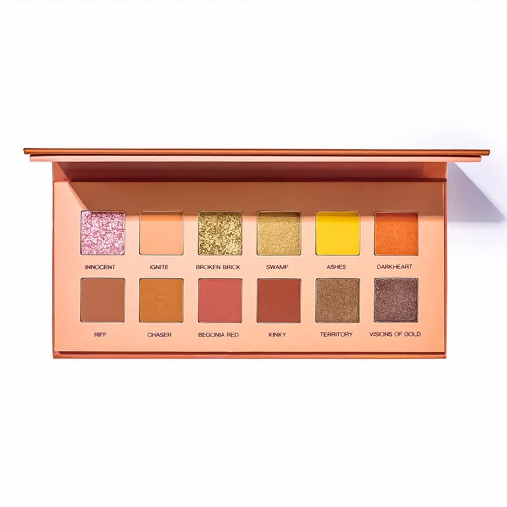 Highly Pigmented Eyeshadow Palette , 12 Colors Matte Shimmer Glitter Metallic Eyeshadow Palette Water proof Blendable Long Lasting Natural Colors Make Up Eyeshadow Cosmetics Gift Kit-Great for Travel (ORANGE)