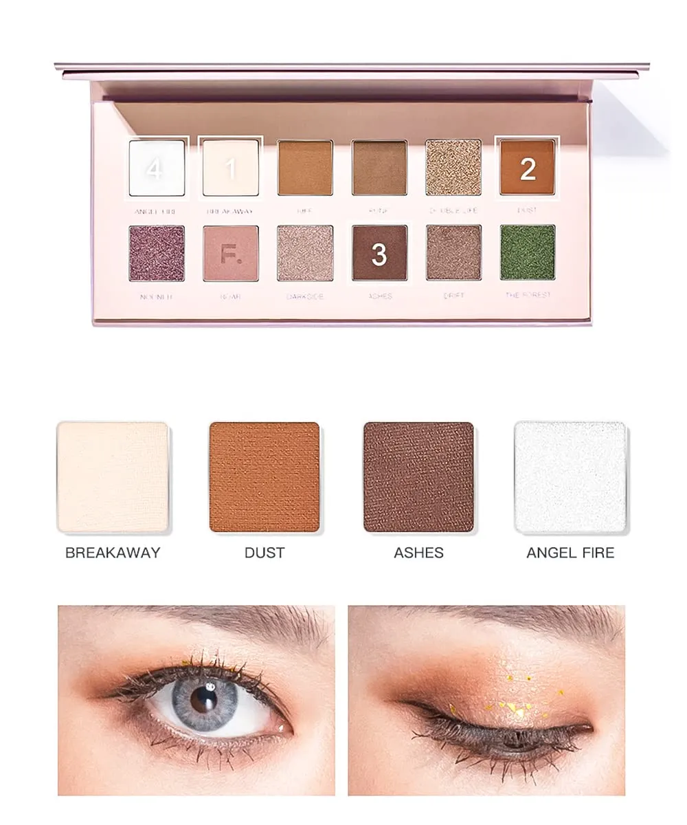Highly Pigmented Eyeshadow Palette , 12 Colors Matte Shimmer Glitter Metallic Eyeshadow Palette Water proof Blendable Long Lasting Natural Colors Make Up Eyeshadow Cosmetics Gift Kit-Great for Travel (PINK)