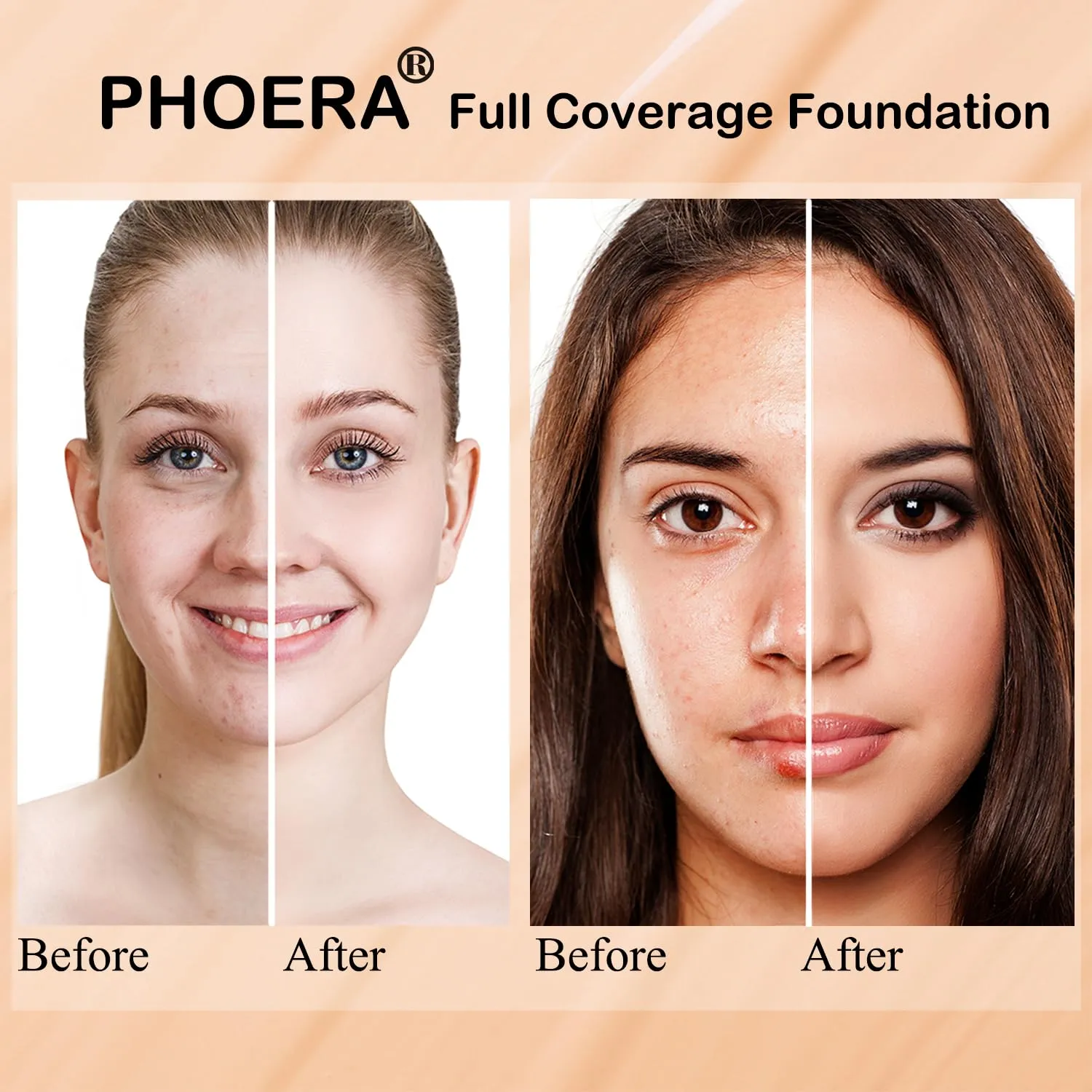 Hilareco PHOERA Foundation,PHOERA 9D Mascara,PHOERA Makeup Foundation Full Coverage,PHOERA Primer, PHOERA Powder, PHOERA Concealer, Kabuki Brushes Makeup Foundation Brush Powder Brush Concealer Brush