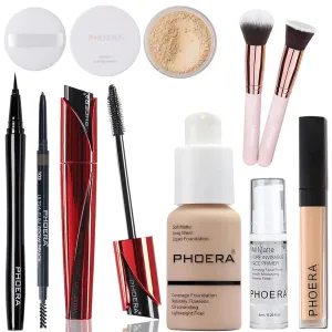 Hilareco PHOERA Foundation,PHOERA 9D Mascara,PHOERA Makeup Foundation Full Coverage,PHOERA Primer, PHOERA Powder, PHOERA Concealer, Kabuki Brushes Makeup Foundation Brush Powder Brush Concealer Brush
