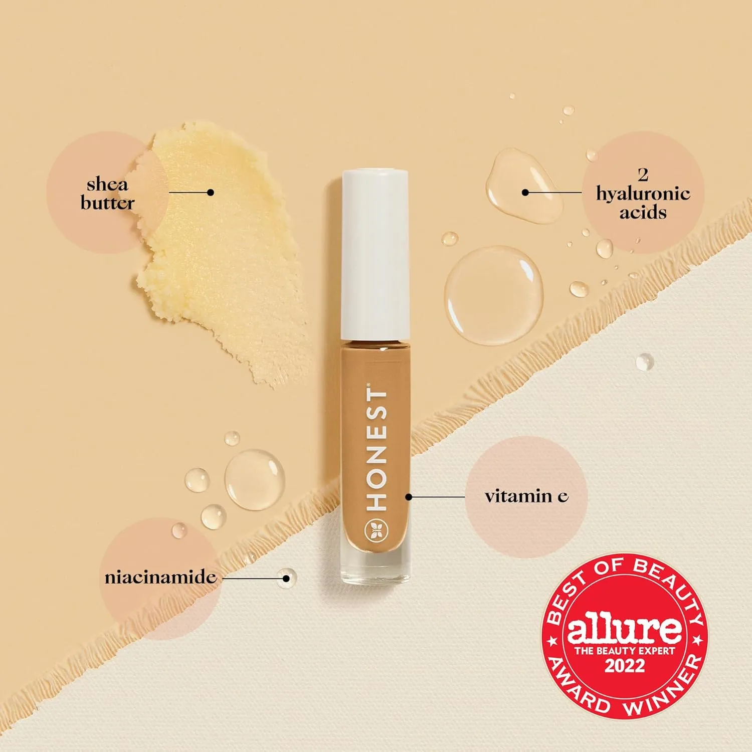 Honest Beauty Fresh Flex Concealer with Niacinamide   Vitamin E   Hyaluronic Acid | Vegan   Cruelty free | Maple, 0.17 fl oz