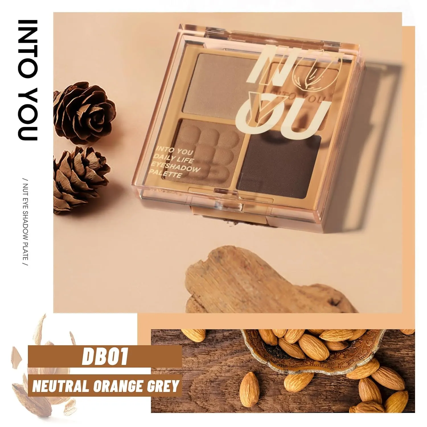 INTO YOU Nude Eyeshadow Palette, 4 Colors Matte Eye Shadow Palletes, Warm Neutral Naked Pigments, Long Lasting Professional Beauty Makeup Eyeshadow