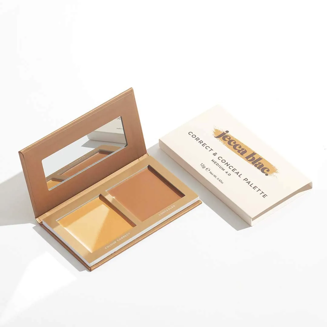 Jecca Blac Correct and Conceal Medium Coverage Palette, Lightweight Long Lasting Formula, Medium To Full Coverage, Gender Neutral and LGBTIQA  Inclusive Make Up, Medium 4.0, 0.42 oz