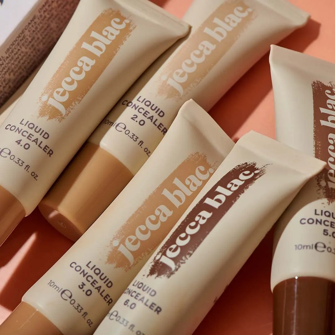 Jecca Blac Liquid Concealer, Full Coverage Soft Matte Finish, Long-lasting and Transfer-Resistant, Gender Neutral and LGBTIQA  Inclusive Make Up, Shade 6.0, 0.41 fl oz