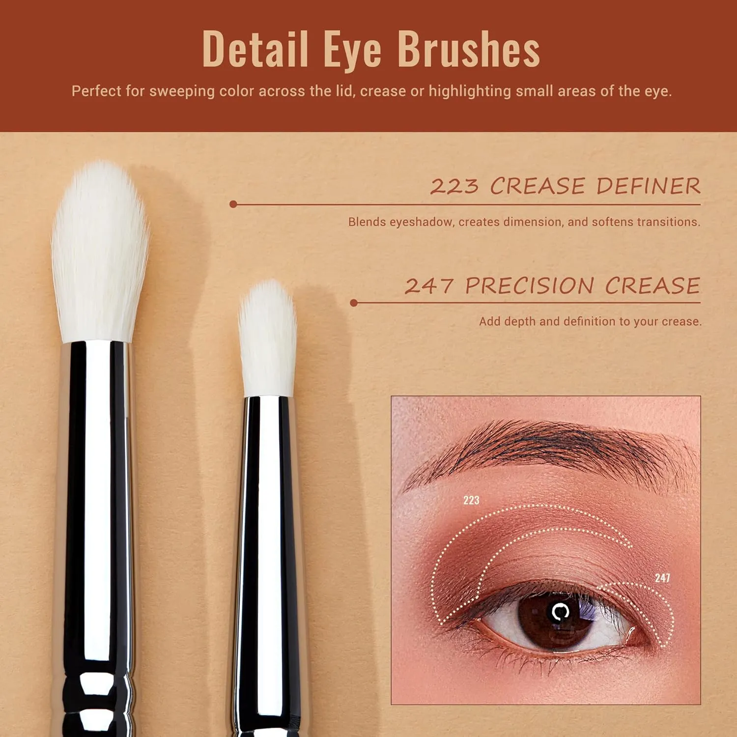 Jessup Eyeshadow Brush Set 7pcs Fluffy Eye Makeup Brushes for Eye Shadow Blending Shader Crease Concealer Black T334