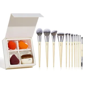 Jessup Foundation Brush & Makeup Sponge Set T505 Bundled with Vegan Makeup Brushes Set T327