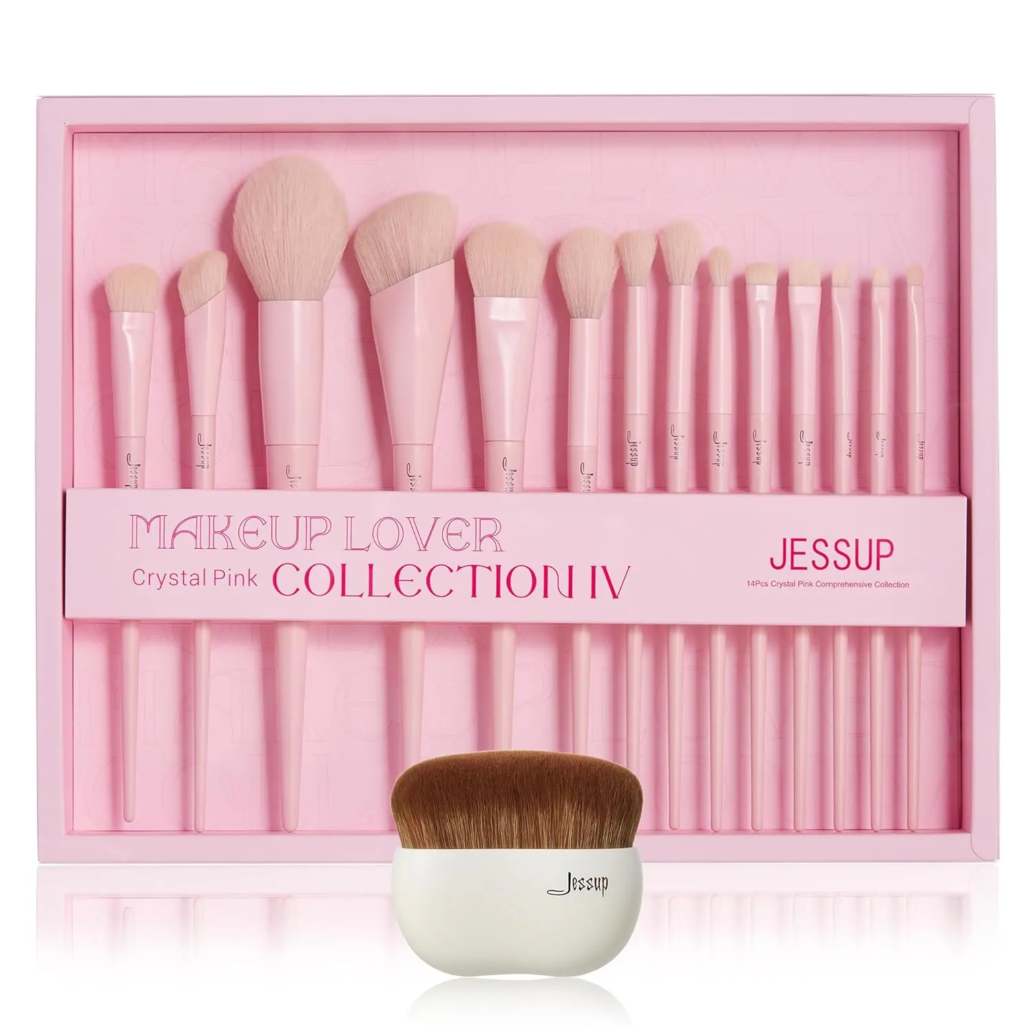 Jessup Pink Makeup Brushes Set T495-G Bundled with Foundation Brush SF002
