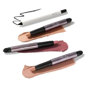 Julep Day to Night 4pc set Eyeshadow 101 Crème to Powder Waterproof Eyeshadow Stick and When Pencil Met Gel Sharpenable Multi-Use Longwear Eyeliner Pencil