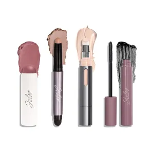 Julep Everyday Easy 4 Piece Kit with Eyeshadow 101 in Putty Matte, Length Matters Lengthening Mascara, Skip The Brush Cream to Powder Blush in Muted Mauve, & Cushion Complexion Concealer in Alabaster
