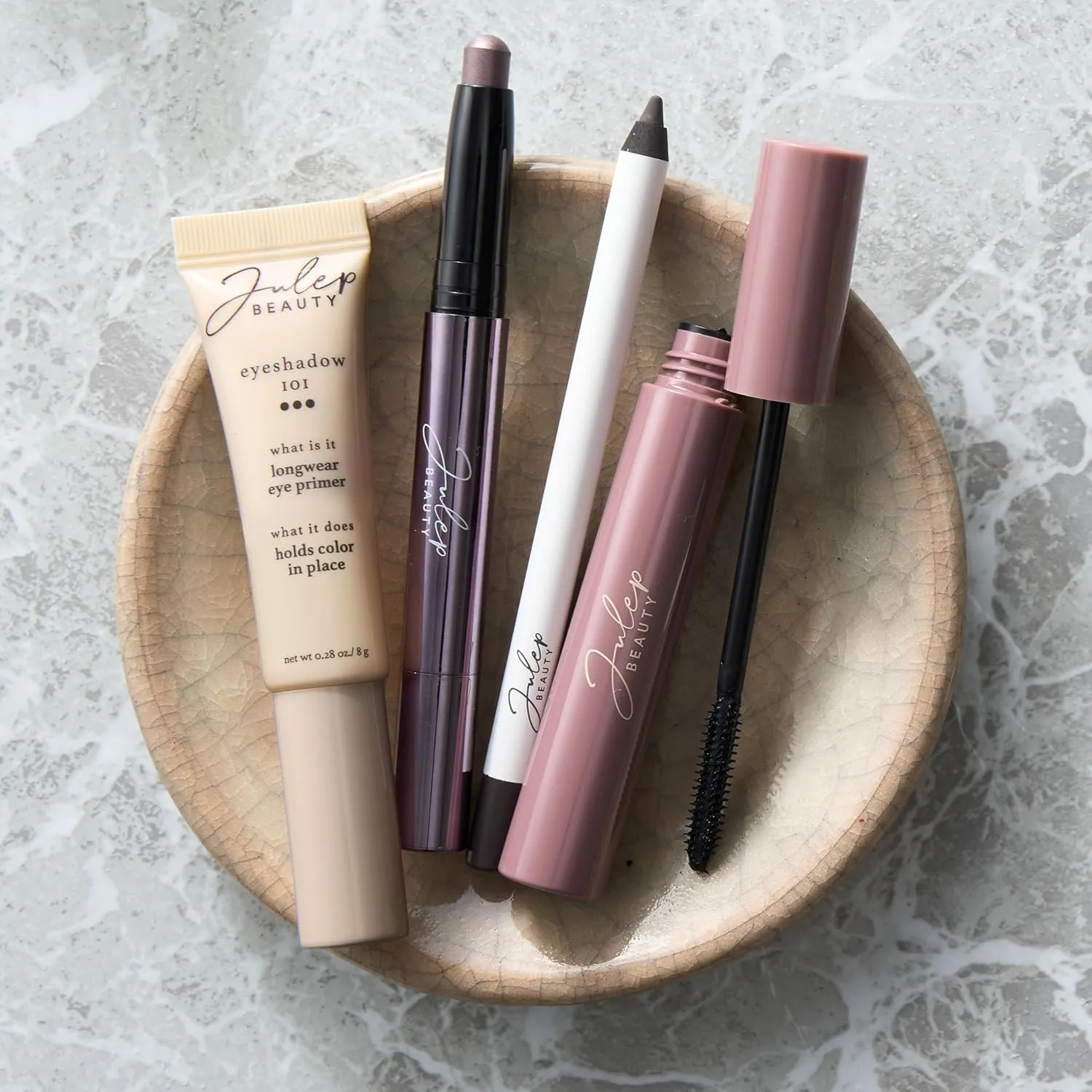 Julep Eyeshadow 101 Crème-to-Powder Waterproof Eyeshadow Stick Duo – Long-Lasting, Crease-Proof, Easy Apply with Built-in Smudger - Blush Pink Shimmer & Mink Mauve Shimmer