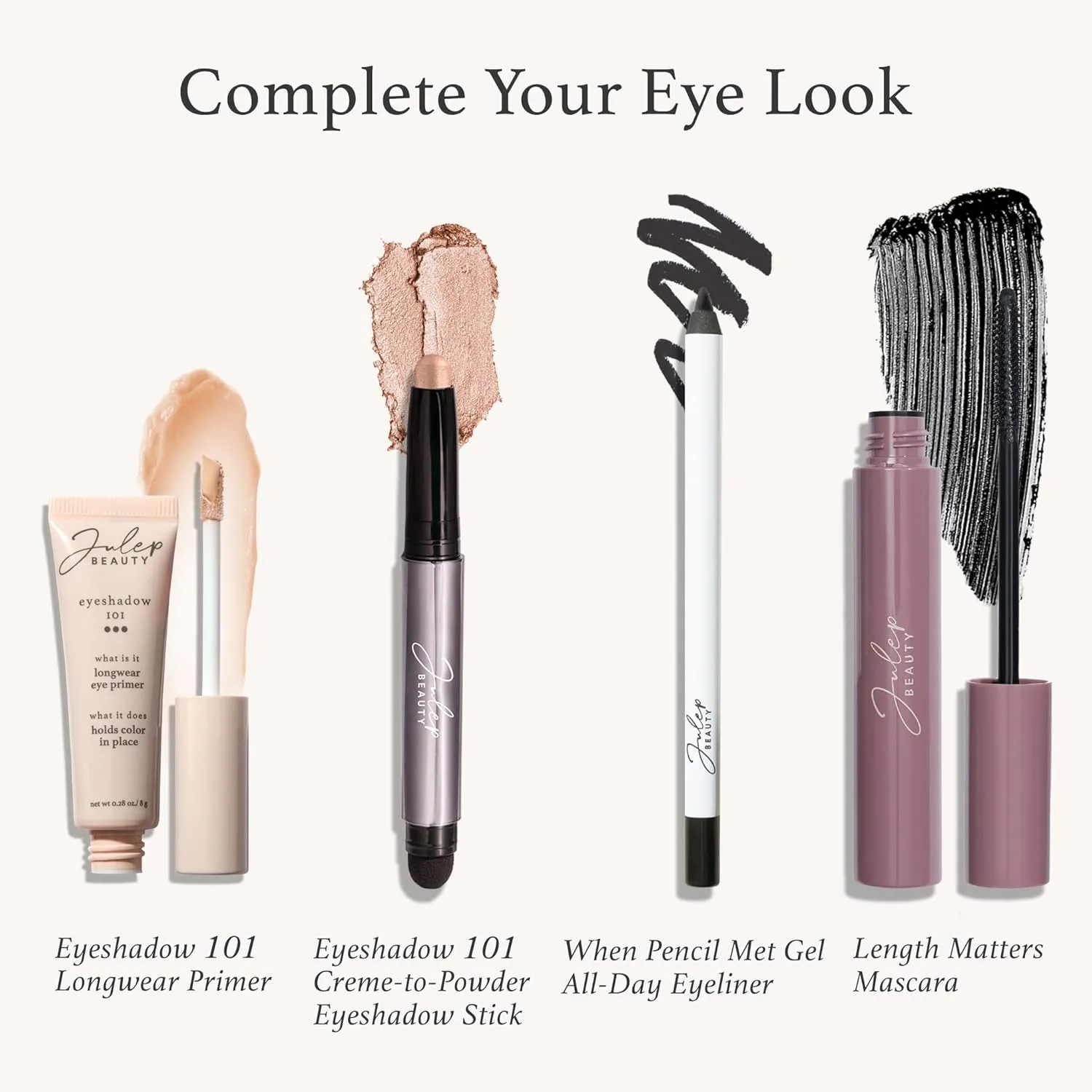 Julep Eyeshadow 101 Crème-to-Powder Waterproof Eyeshadow Stick Duo – Long-Lasting, Crease-Proof, Easy Apply with Built-in Smudger -Taupe Shimmer and Stone