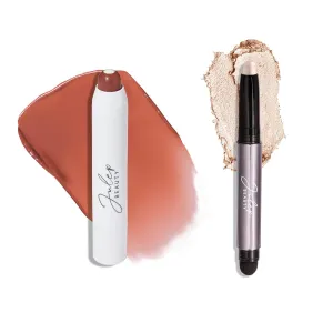 Julep Eyeshadow 101 Crème to Powder Waterproof Eyeshadow Stick, Pearl Shimmer It's Balm: Tinted Lip Balm   Buildable Lip Color -Sahara Sunset
