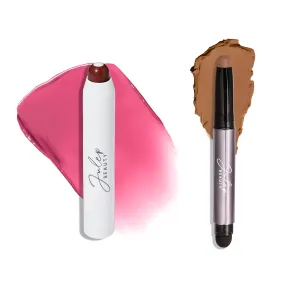Julep Eyeshadow 101 Crème to Powder Waterproof Eyeshadow Stick, Smoky Tawny Matte & It's Balm Lip Balm Crayon, Full-Coverage Lipstick & Lip Moisturizer with Semi Gloss Finish, Sweet Sangria