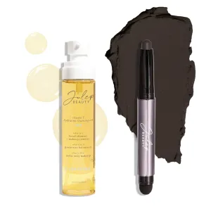 Julep Makeup Remover Perfection Set: Eyeshadow 101 Creme to Powder Charcoal Matte Eyeshadow Stick and Vitamin E Cleansing Oil and Makeup Remover