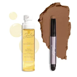 Julep Makeup Remover Perfection Set: Eyeshadow 101 Creme to Powder Smoky Tawny Matte Eyeshadow Stick and Vitamin E Cleansing Oil and Makeup Remover