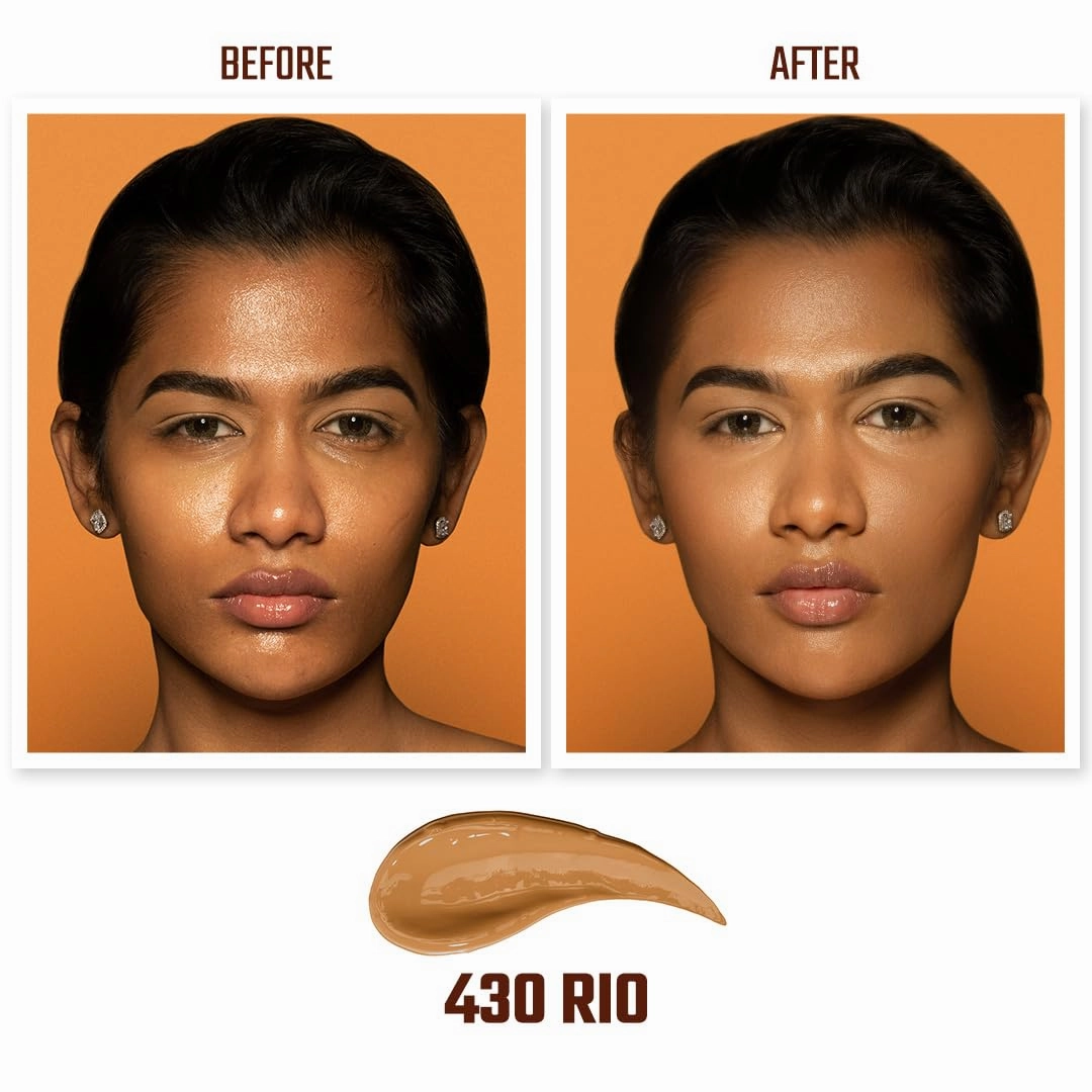 Juvia's Place I Am Magic Velvety Matte Liquid Foundation 430 - Rio - Tan w/Golden, Olive Undertone, Makeup Foundation Full Coverage, Lightweight, Long Wear, Velvety Matte Finish